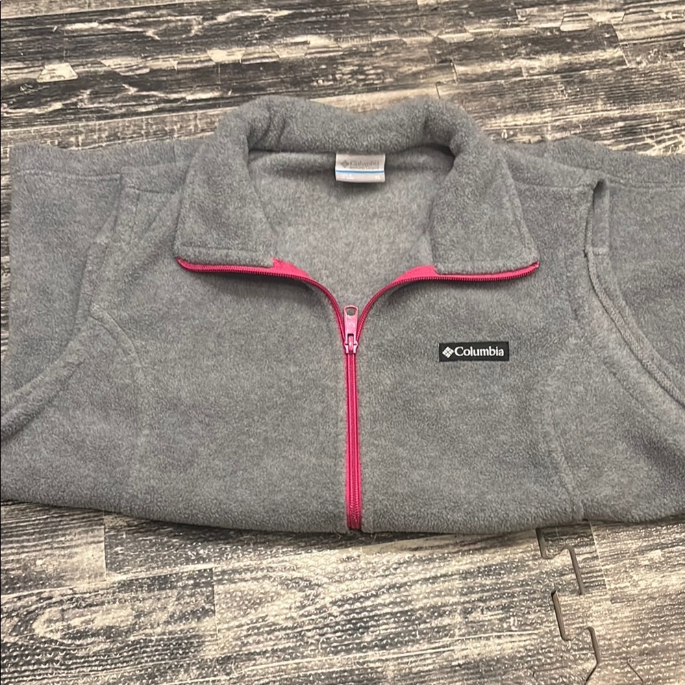 Columbia Gray Fleece Jacket with Pink Zipper
